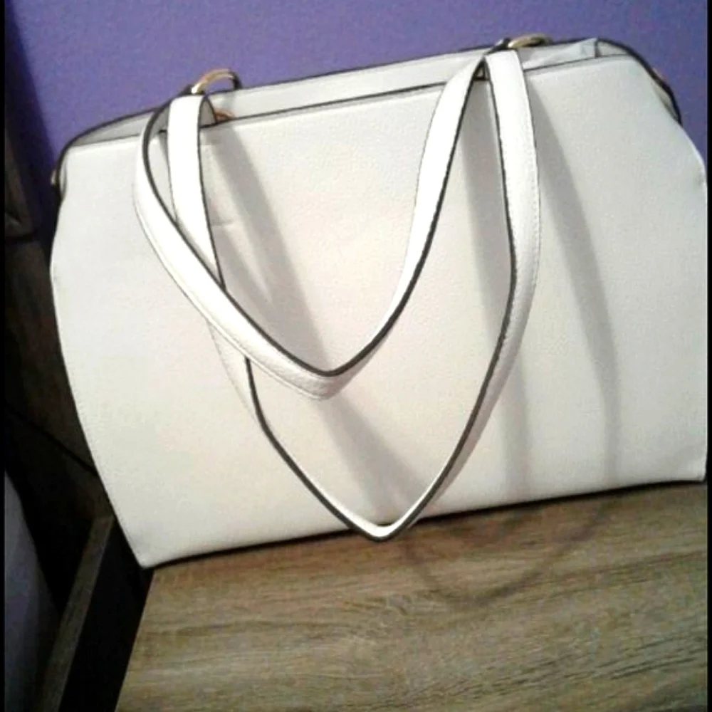 Nanette Lepore Cecylia Off White Large Top Handle Shoulder Bag Career Modest